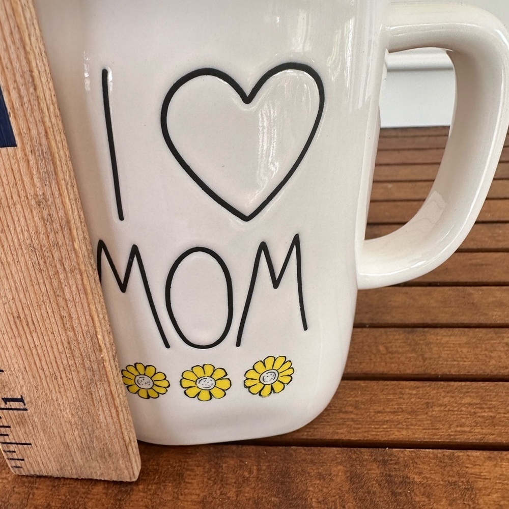 Rae Dunn Cream 'I Love Mom' Mug with Yellow Flowers - Picture 5 of 6